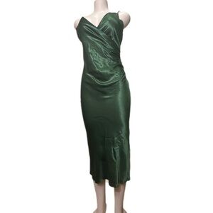 NWT ZARA Elegant Green Satin Dress